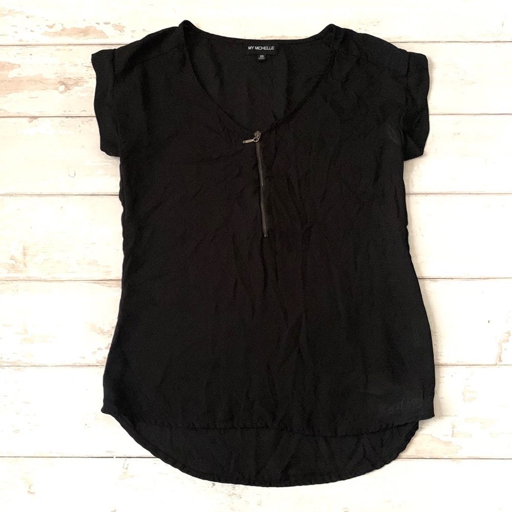 Women’s XS Black My Michelle Brand Top Size X Small Zipper Zip Front X Small